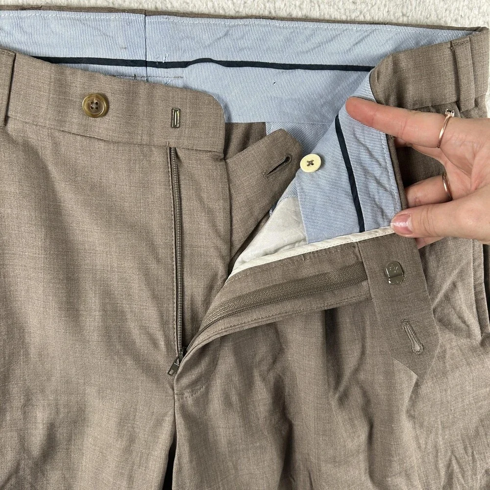 Brooks Brothers Pants Mens 35x29 Brown Madison Wool Pleated Cuffed Dress Slacks